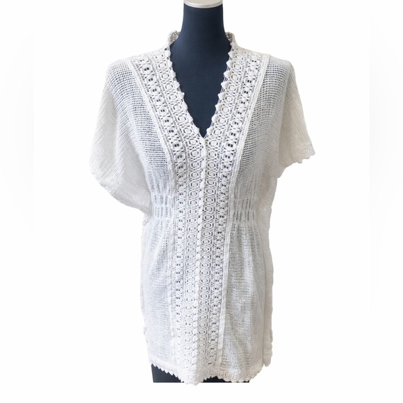 Seaspice Other - Seaspice White Peruvian Cotton Crochet Boho Top Size M